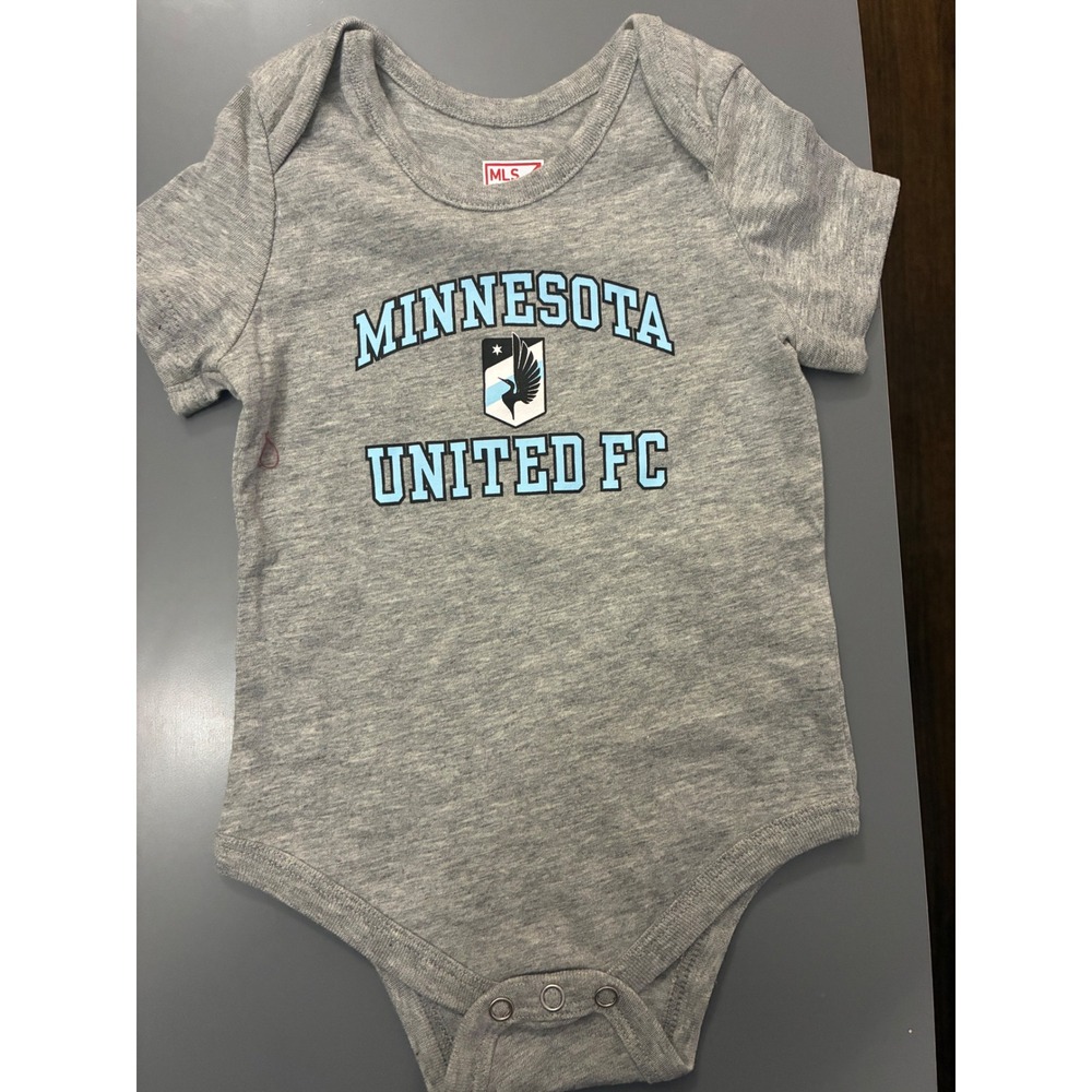 MLS Minnesota United FC Infant Bodysuit Heather Gray 3 Months Soccer Baby Onesie